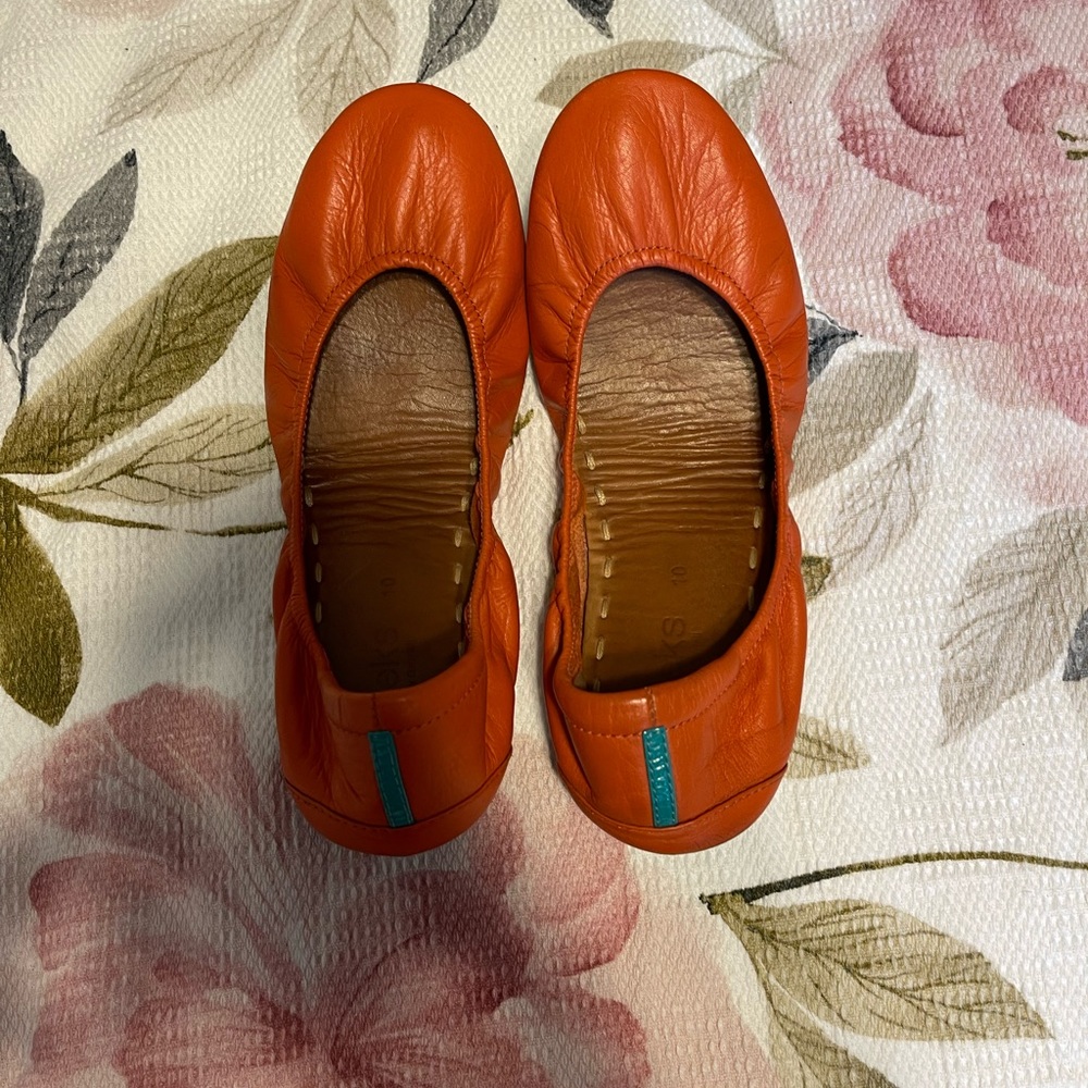 Tieks Orange Leather Flats